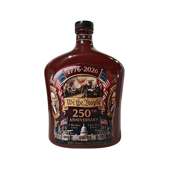 350ML American 250th Anniversary Whiskey Decanter, "We the People" Patriotic Glass Liquor Bottle with Liberty Bell Stopper, 1776-2026 Commemorative Decanter for Bourbon, Scotch & Spirits