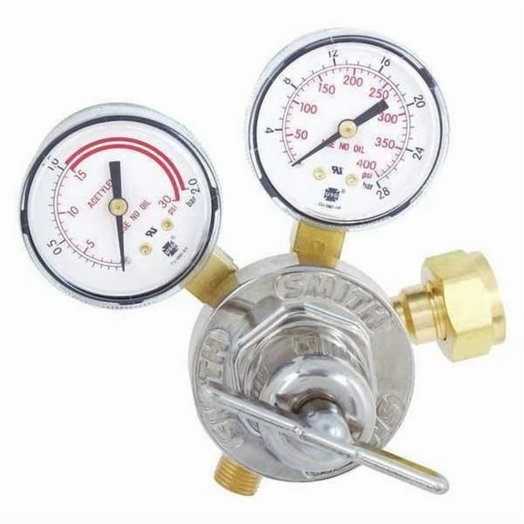 Gas Regulator, Acetylene, Single Stage, 9/16"-18 Outlet, 15 psi