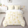 thumbnail image 2 of Manfei Cartoon Bow-tie Ribbon Twin Bedding Sets 7-Piece, Yellow Love Heart Bedding Comforter Set, Modern Fashion Plaid Reversible Sheet Sets, Luxury Bedroom Decor, 2 of 7