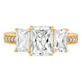 thumbnail image 4 of 3.61 ct Emerald Cut White Sapphire 3 Stone 14K Yellow Gold Womens Engagement Ring, 4 of 6