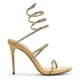 thumbnail image 1 of Sandalias de tacón alto con tiras para mujer, sandalias de verano con tacón fino, con forma de serpiente y diamantes de imitación, 1 of 6