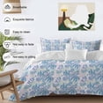 thumbnail image 3 of Ocean Plant Bedding Duvet Cover Set Twin Size 4 Pieces Watercolor Blue Seagrass Coral Pigment Bedding Set with Zipper Closure, 1 Comforter Cover 68x86 Inches 1 Flat Sheet & 2 Pillow Cases, 3 of 7