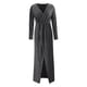 thumbnail image 4 of Vestido de cóctel Prolriy, vestido de fiesta para mujer, con lentejuelas, manga larga, cuello en V, largo, ajustado, con abertura, para invitada de boda, 2024, negro, XXL, 4 of 8