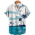 thumbnail image 3 of Camisa de manga corta con estampado 3D de árbol de coco para hombre, estilo hawaiano, para vacaciones en la playa, holgada, de talla grande, para verano de 2024, 3 of 5