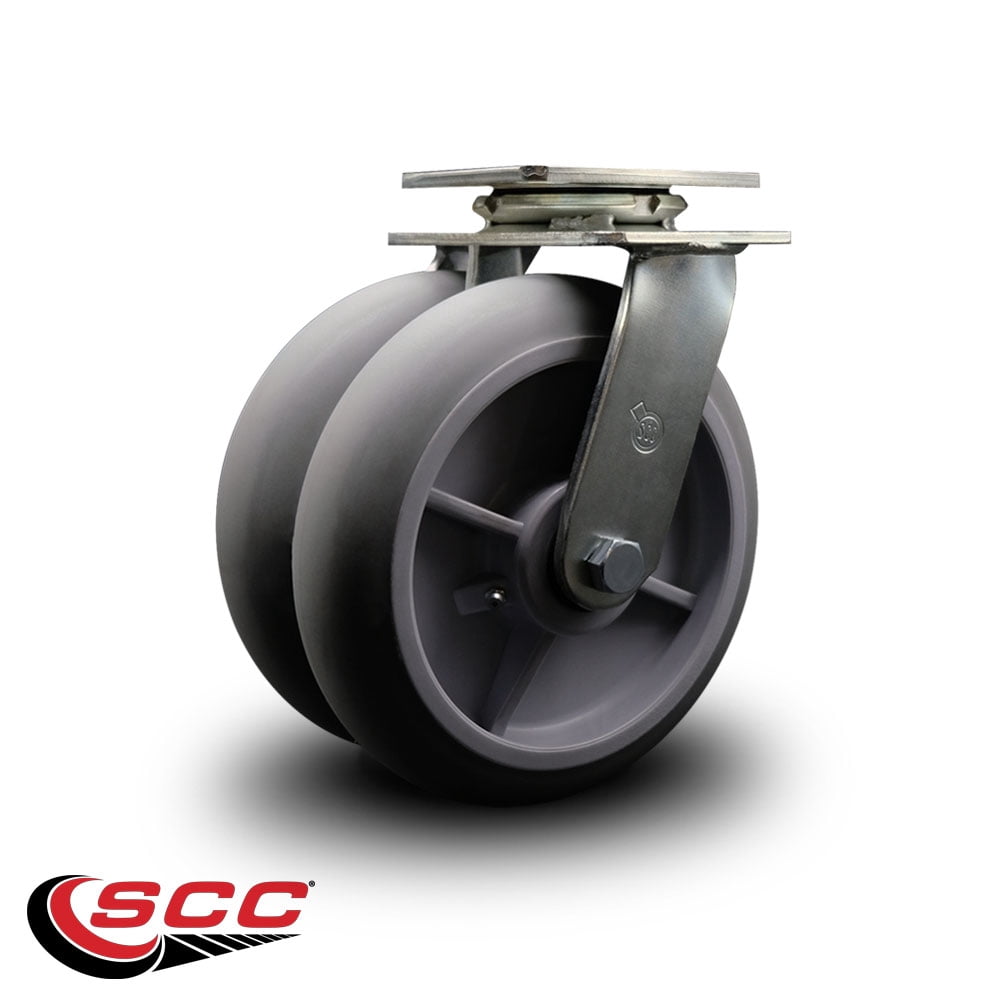 8 Inch Dual Thermoplastic Rubber Wheels Swivel Caster with Ball Bearing SCC