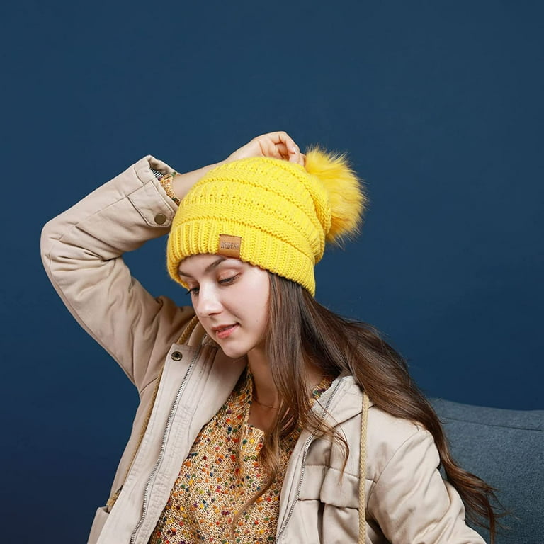 Neon yellow Cable knit store hat, Warm Merino wool beanie hat, Hand knit hat for women, Soft wool hat for girls, Aesthetic clothes