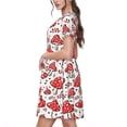 thumbnail image 2 of Easygdp Amanita Red Mushroom para Vestido Transpirable de Mujer, Vestido Suelto de Manga Corta con Pliegues y Bolsillos para el Verano, 2 of 6