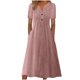 thumbnail image 1 of Vestido largo boho de manga corta con cuello en V y bolsillos para mujer: vestido de playa de poliéster con estampado floral para el verano, 1 of 5
