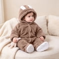 thumbnail image 4 of Mgmyaa Baby Fleece Romper Hooded Jumpsuit With Bear Ears Warm Winter Outfit For Infant Boys Girls 0-12 Months, 4 of 9