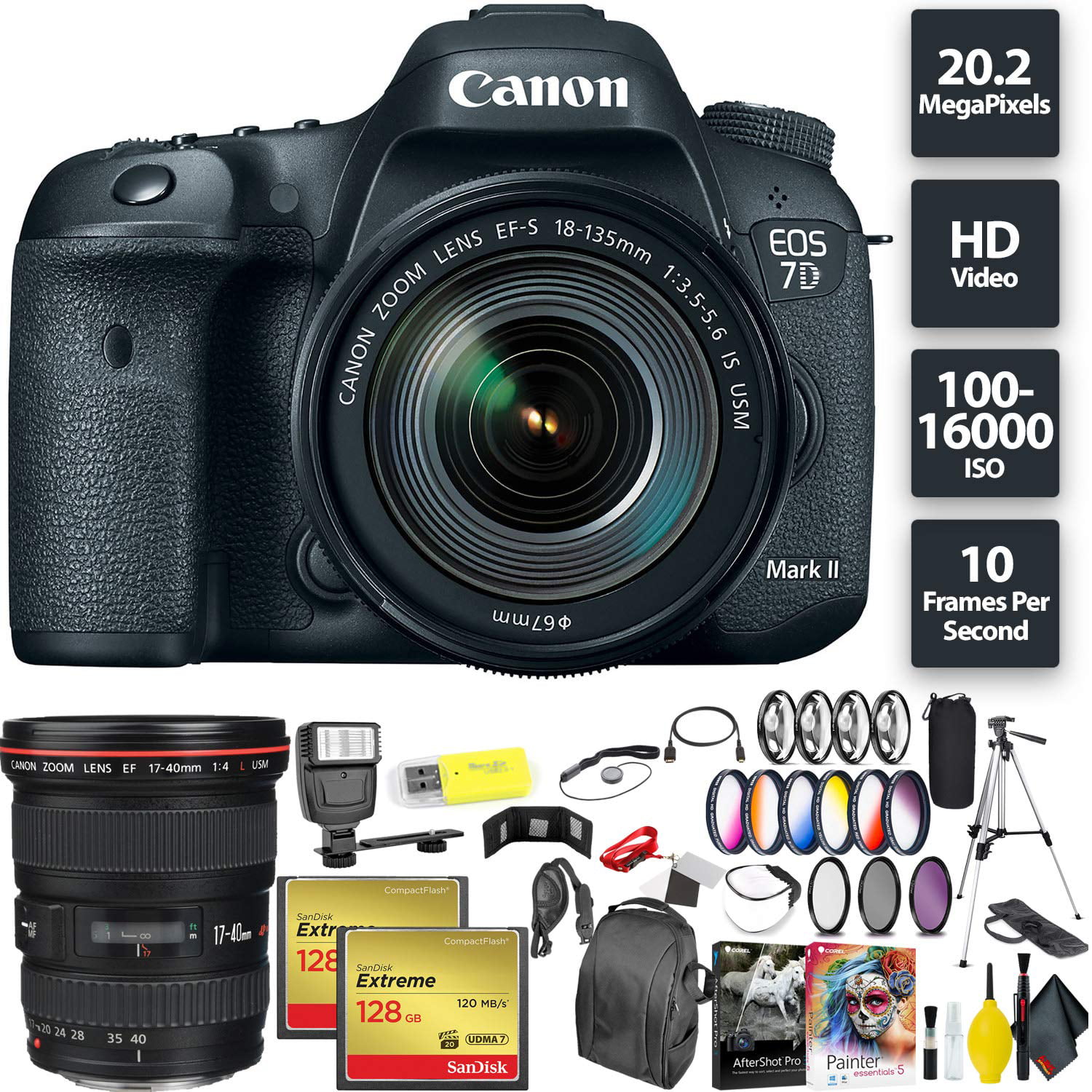 Canon EOS 7D Mark DSLR Camera + 18-135mm Lens - Walmart.com