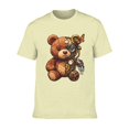 thumbnail image 6 of Men Vintage Steampunk Gear Butterfly Teddy Bear Graphic Crew Neck T-Shirt, Retro Machinery Plush Bear Poly Cotton Casual Short Sleeve Tee, 6 of 8