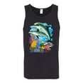 thumbnail image 2 of Pair of Dolphins Swimming in Ocean Animal Lover Mens Graphic Tank Top, Black, Small, 2 of 3