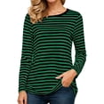 thumbnail image 2 of Women Oversized T Shirts Y2K Basic Long Sleeve Striped Print Fashion Tops 2026 Spring Summer Casual Tee, 2 of 5