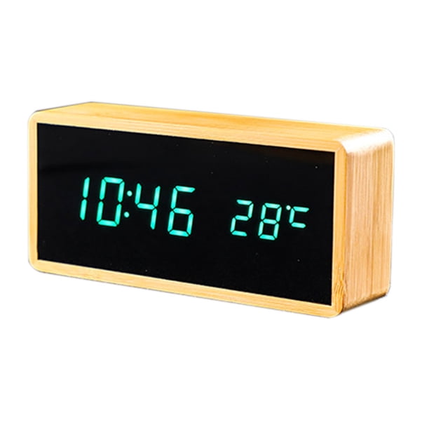 LED Tecnología de bambú de madera real Control de sonido de temperatura electrónica Reloj de espejo con alarma sidaley DZ4618-03