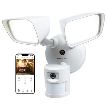 Merkury Floodlight Camera, Smart Wi-Fi, 1800 Lumens, Motion Alerts, (1-Pack)