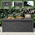 thumbnail image 5 of Uforic Outdoor 120 Gallon Large Resin Deck Box, Outdoor Storage Boxes with X-Shaped Front, for Patio Garden, Waterproof & Lockable, Dark Gray, 5 of 9