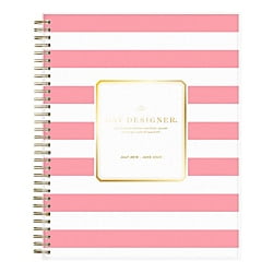Zip Around Day Planner - Day Designer Academic Daily/Monthly New Pink Stripe Planner, 8