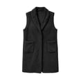 thumbnail image 5 of Kinrui Long Fuzzy Vests for Women Soft Cozy Sleeveless Sherpa Jacket Shawl Collar Open Front Fleece Cardigan Casual Lightweight Outerwear with Pockets Black XL, 5 of 7