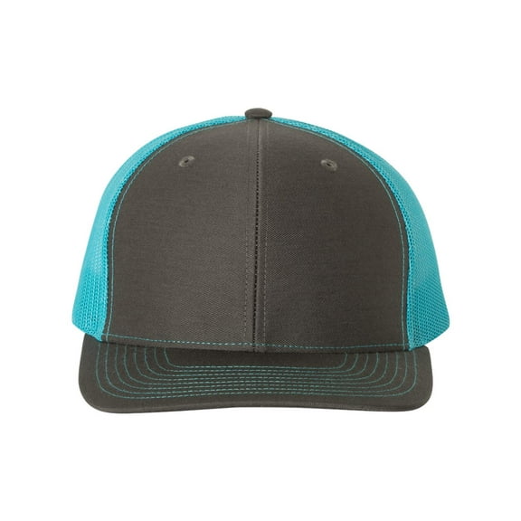 Richardson - Snapback Trucker Cap - 112, Charcoal/ Neon Blue, OSFM