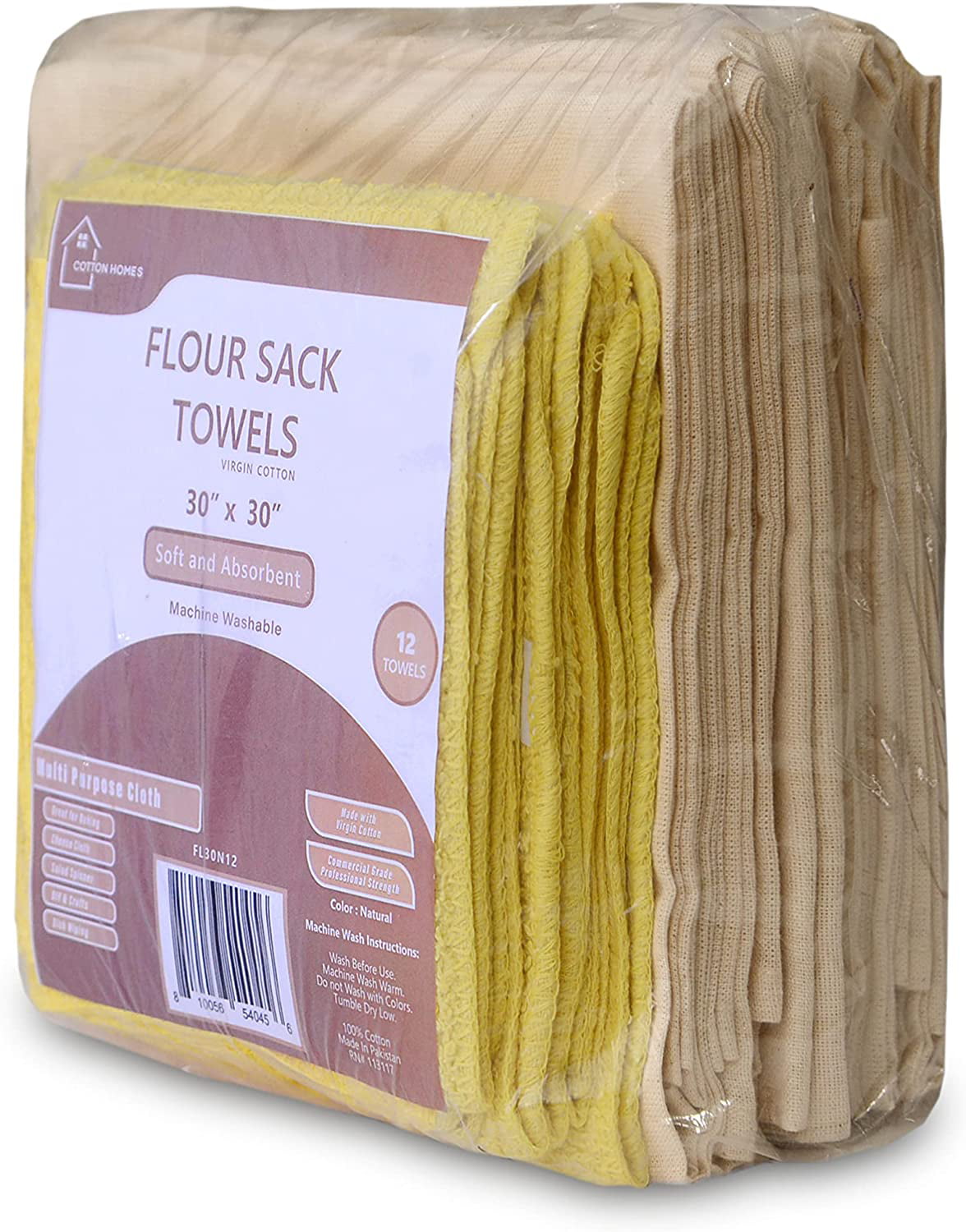 COTTON HOMES Flour Sack Kitchen Towels 24 Pack Multi-Purpose