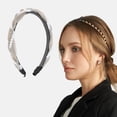 thumbnail image 2 of Unique Bargains 1 Pc Cute Braid Pearl Headbands for Women Light Brown, 2 of 6