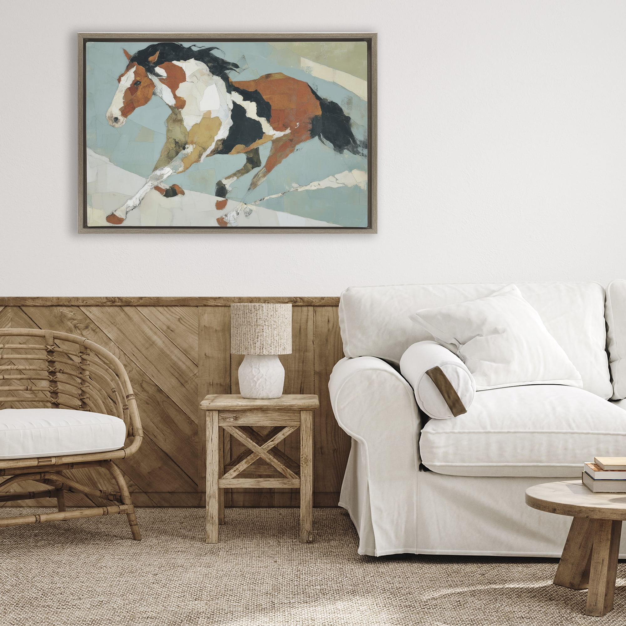 Stupell Industries Paint Horse in Motion Brown Framed Floater Canvas Wall Art, design by Chromatic Storm Studio