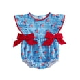 thumbnail image 4 of CAICJ98 My First 4th of July Baby Girl Outfit Smocked American Flag Bubble Ruffle Sleeve Romper My First Fourth Of July Infant Summer Clothes Girl (Blue,6-12 Months), 4 of 4