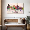 thumbnail image 3 of Elephant Stock Austin Skyline Colors Wall Art - Horizontal Multi Panel Canvas - Living Room Wall Decor - City Multi Panel - Purple And Green Decor - 45" x 28", 3 of 8