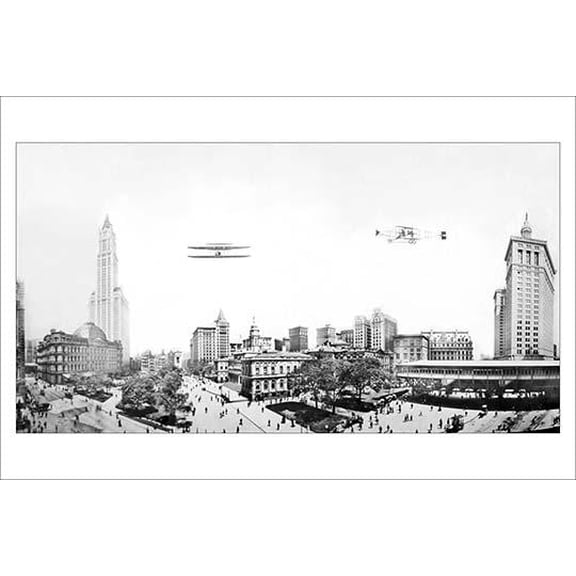 City Hall Park Panorama- Fine Art Canvas Print (20" x 30")