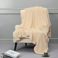 thumbnail image 4 of Fleece Blankets, Super Soft Flannel Fuzzy Blanket for Bed Couch, Luxury Cozy Plush Microfiber Blanket-Twin Size,Beige, 4 of 6