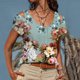 thumbnail image 2 of Tops con estampado de flores recortadas en el hombro de manga corta con cuello redondo a la moda para mujer Fridja bn6172, 2 of 5