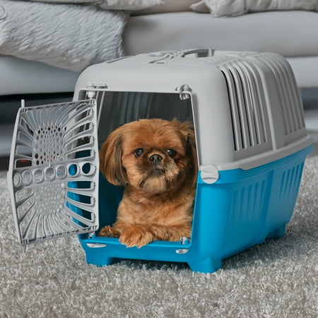 MidWest Homes for Pets 22 inch Spree Travel Pet Carrier for Dog or Cat with Plastic Door, Blue
