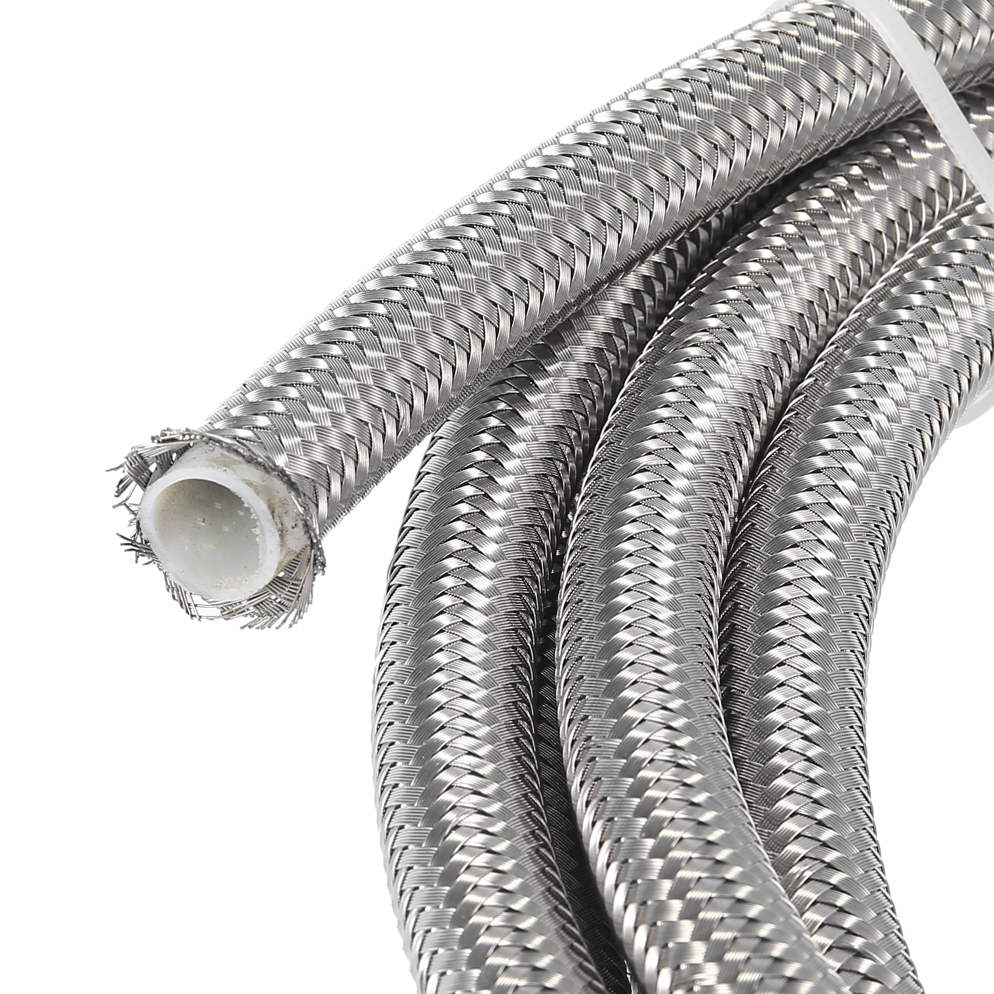 Unique Bargains 1 Meter Braided  for E85 Car Oil Fuel Gas Line Hose Silver AN8 1/2"