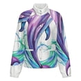 thumbnail image 5 of Jackets for Women Winter Coat Jackets Flannel Stand Collar Jacket(Colorful Dolphin Splash Art,Size:S-4XL), 5 of 7