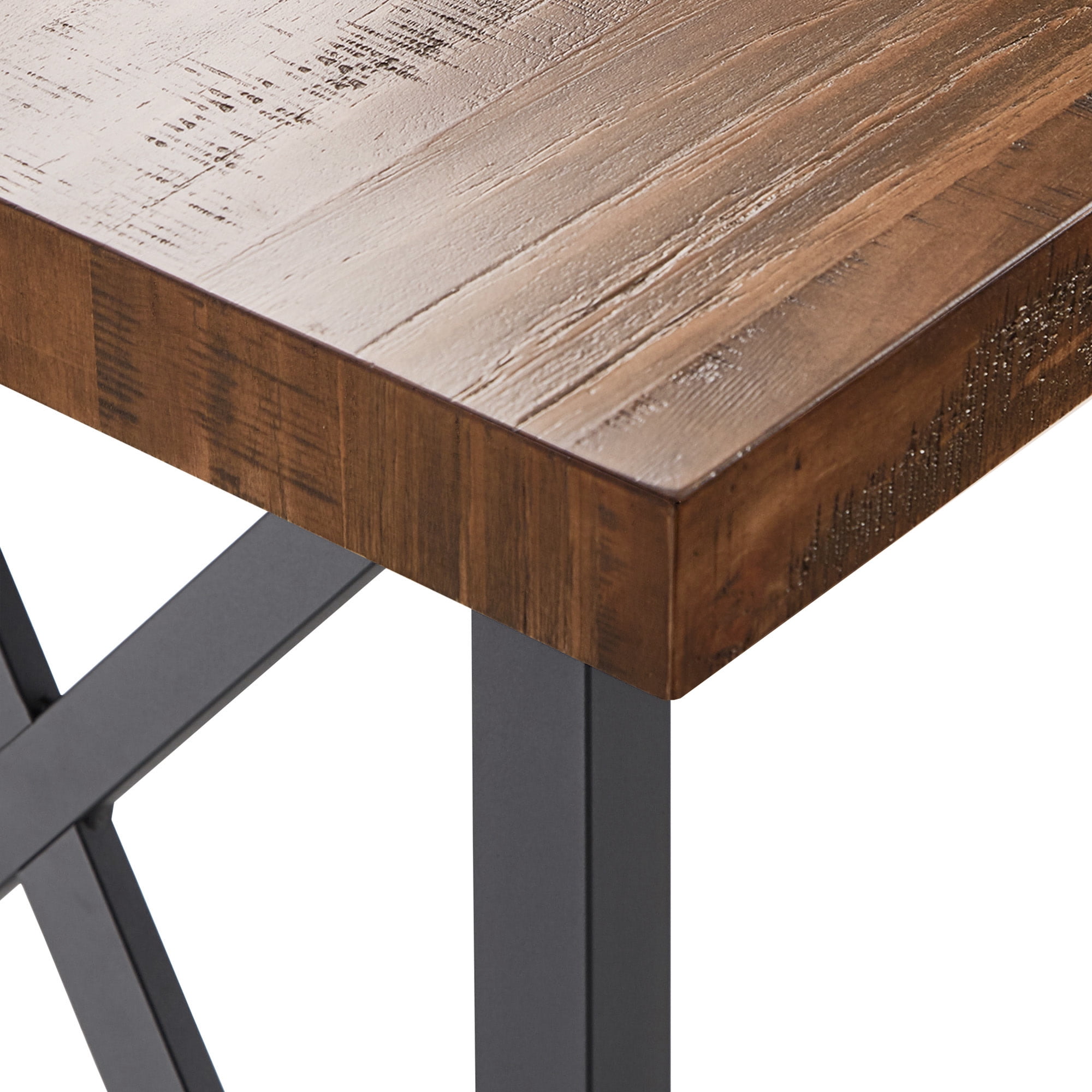 Weston Home Westyn Rustic X-Base Desk,Brown Finish