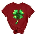 thumbnail image 4 of FRSASU Women St Patricks Mardi Gras Round Neck T Shirts Shamrock Carnival Short Sleeve Tops Red, 4 of 5