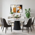 thumbnail image 5 of POVISON 7PCS Modern Dining Room Sets(59" Dining Table + 6 Chairs), Kitchen Furniture Round White Dining Table with Chairs, Round Dining Table Set for 6, 5 of 18