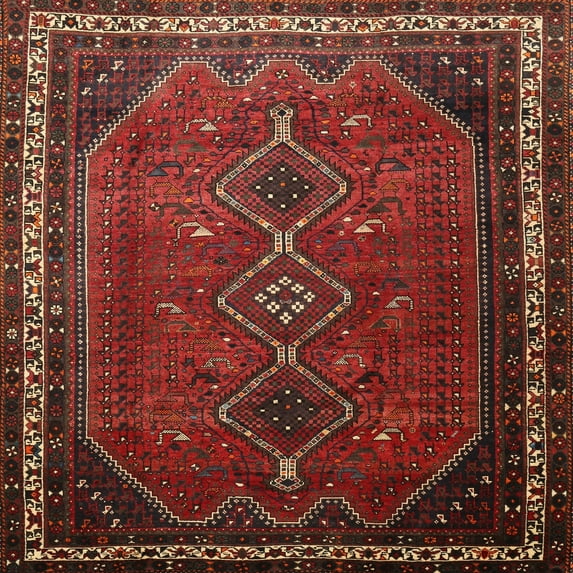 Ahgly Company Indoor Square Traditional Chestnut Brown Persian Area Rugs, 8' Square