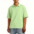 thumbnail image 4 of Resicozy Men's Polo Shirts Short Sleeve Button Down Golf Classic Fit Casual Fashion Solid Color T-Shirt Light Green L, 4 of 8