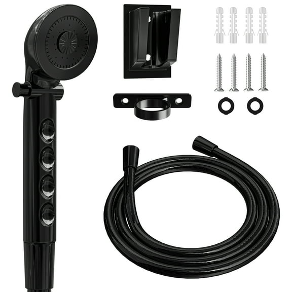 RV Shower Head with Hose ABS Outdoor RV Shower Hose Kit Replacement with ON/OFF Switch for RV, Trailer, Campers, Motorhomes, Fifth Wheels, Boats (Black)