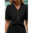 thumbnail image 6 of PRETTYGARDEN Women's Summer Midi Dress Casual Short Sleeve V Neck Buttons Belted Ruffle A Line Flowy Dress with Pockets, 6 of 7