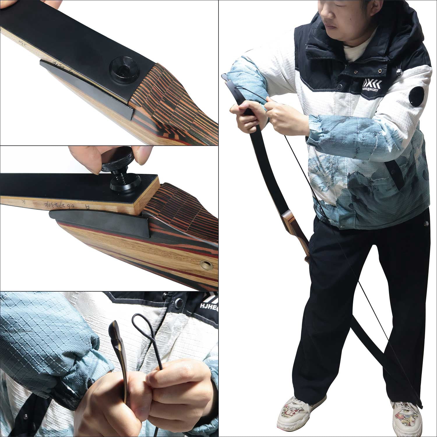 Clianle 62" Recurve Bow Set for Beginners, Teenagers, and Adults, Wooden Takedown Recurve Bow Package for Outdoor Hunting, Shooting Practice, or Competitive Shooting,30 Lbs