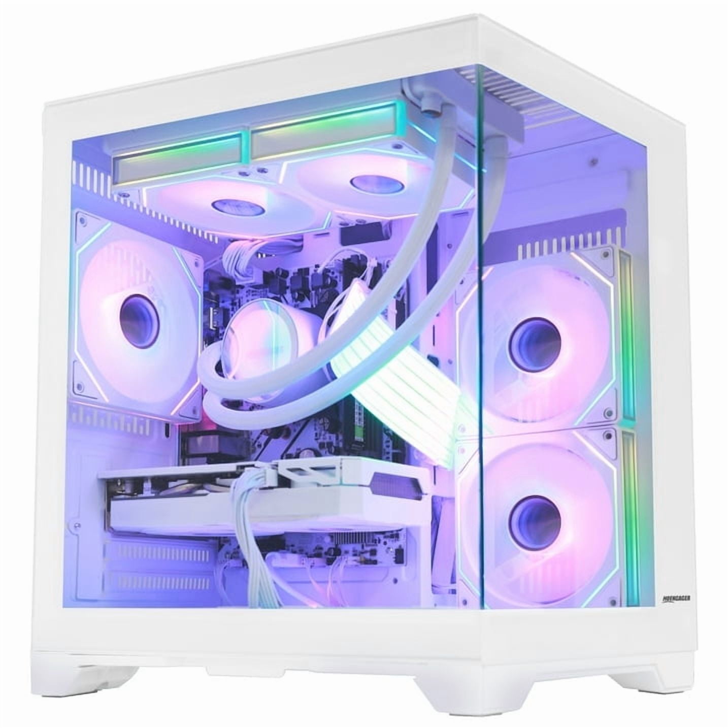 Hoengager Gaming PC AMD Ryzen 7 5700X 8-Core 3.4 GHz, RTX 5060 8GB, 32GB DDR4 RAM 3200MHz,1TB PCIe +2TB SATA SSD, WIFI&Bluetooth Windows 11 -White
