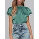 thumbnail image 3 of Blusa de Mujer PRETTYGARDEN de Satén con Volantes y Manga Corta Verde Aqua XXL, 3 of 6