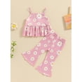 thumbnail image 4 of Bagilaanoe 2pcs Toddler Baby Girl Pants Set Floral Sleeveless Cami Tops + Flare Trousers 6M 12M 18M 24M 3T 4T Kids Casual Clothes, 4 of 7