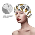 thumbnail image 2 of Gaeub plaid Pumpkin Daisy Shower Caps for Women Men,Double Waterproof Layers Bathing Hat,Elastic and Reusable Bath Caps, 2 of 7