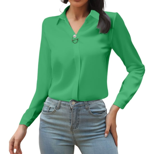Chemises pour Femmes en Liquidation, Chemises de Mélange pour Femmes, Chemises à Col en V pour Femmes, Hauts en Satin pour Femmes, Chemises d'Affaires Imitation Satin