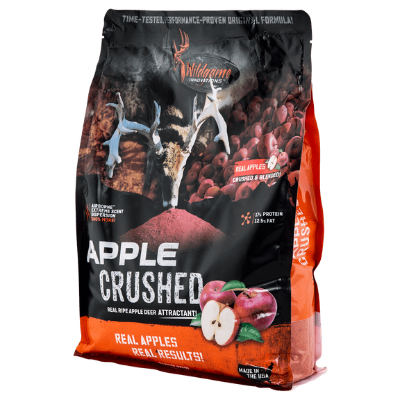 Wildgame Innovations Apple Crushed 5lb Deer Attractant | Powerful Long-Lasting Nutrient-Filled Sweet Ripe Apple Deer Feed for Hunting & Game Tracking