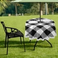 thumbnail image 7 of Coolnut Black Plaid Round Tablecloth with Zipper Umbrella Hole, Waterproof Washable Polyester Fabric Table Cover for Outdoor Patio Garden Party, 60", 7 of 7