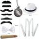 thumbnail image 2 of Accesorios para disfraces de hombre de los años 20, disfraz de gánster de la mafia Gatsby con sombrero de gánster panamá, tirantes, pajarita, bigote falso, reloj de bolsillo vintage para fiesta, 2 of 5